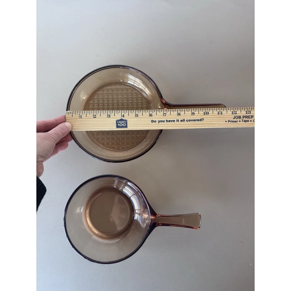 LOT/2 Vision Corning‎ Ware Amber Glass Frying Pans 5.75